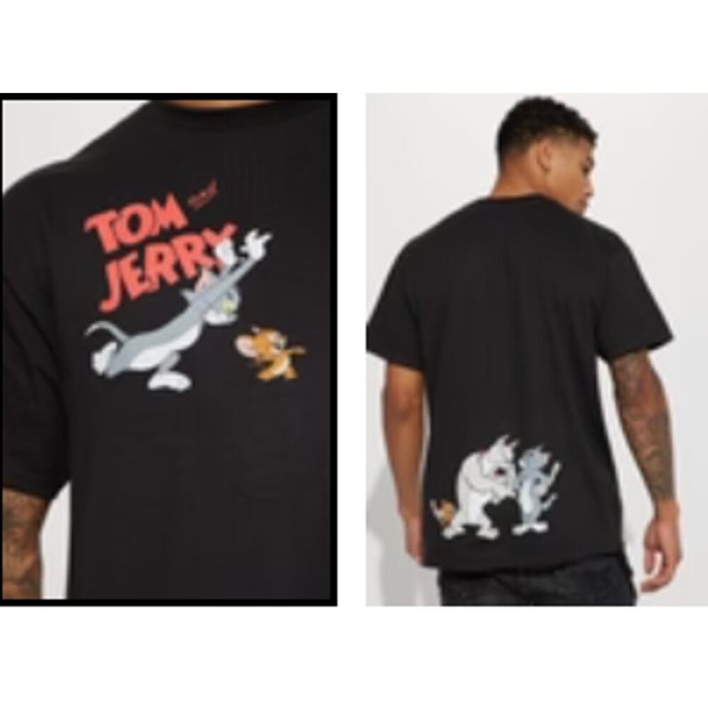 Tom and Jerry Black Graphic T Shirt XL Extra Large Men Adult - Picture 1 of 11